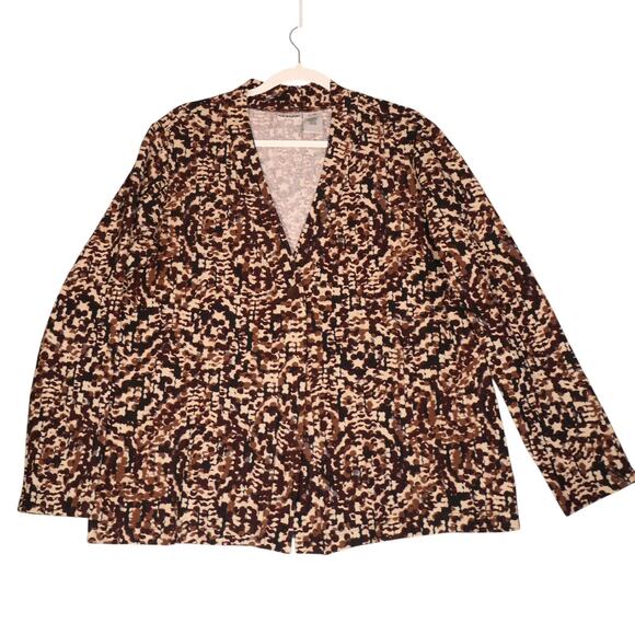 Liz Baker Jacket Womens XL Abstract Big Cat Blazer Sweater Cardigan Cheetah - Picture 2 of 11